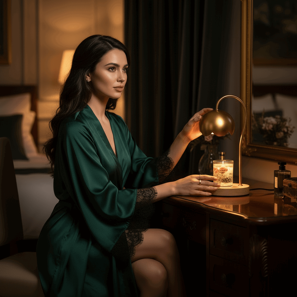 Lampe Parfumée Bougie & Roses — Lumière d'Ambiance Tamisée