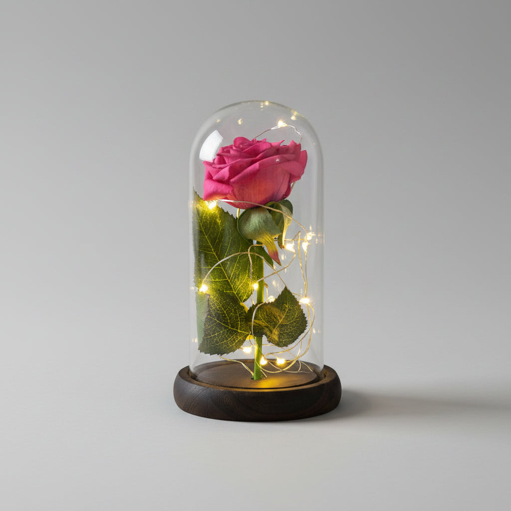 Rose éternelle sous dôme – détail texture pétales | Les Roses De Lola