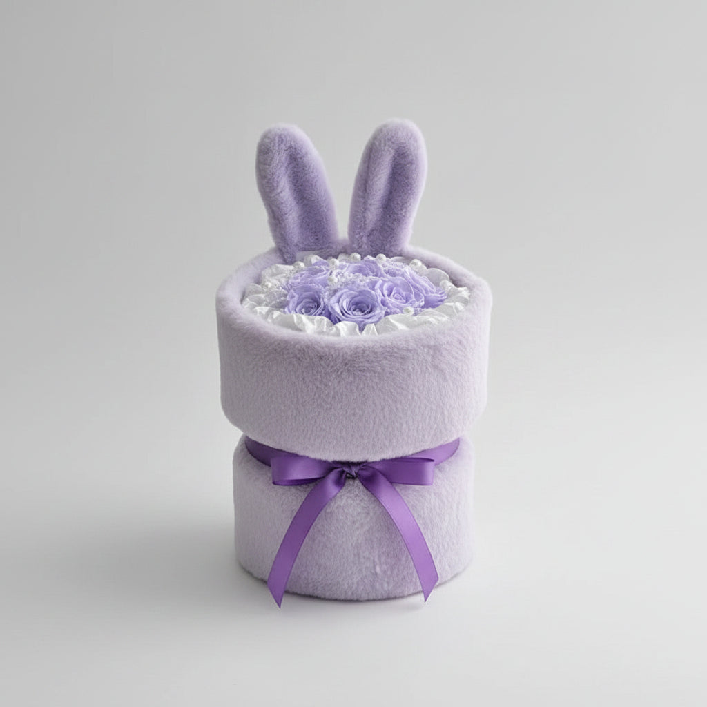 9 fleurs éternelles soie – coloris violet forêt disponibles