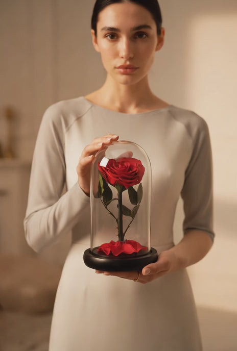 Rose Éternelle en Cœur avec Épines sous Dôme – Les Roses De Lola