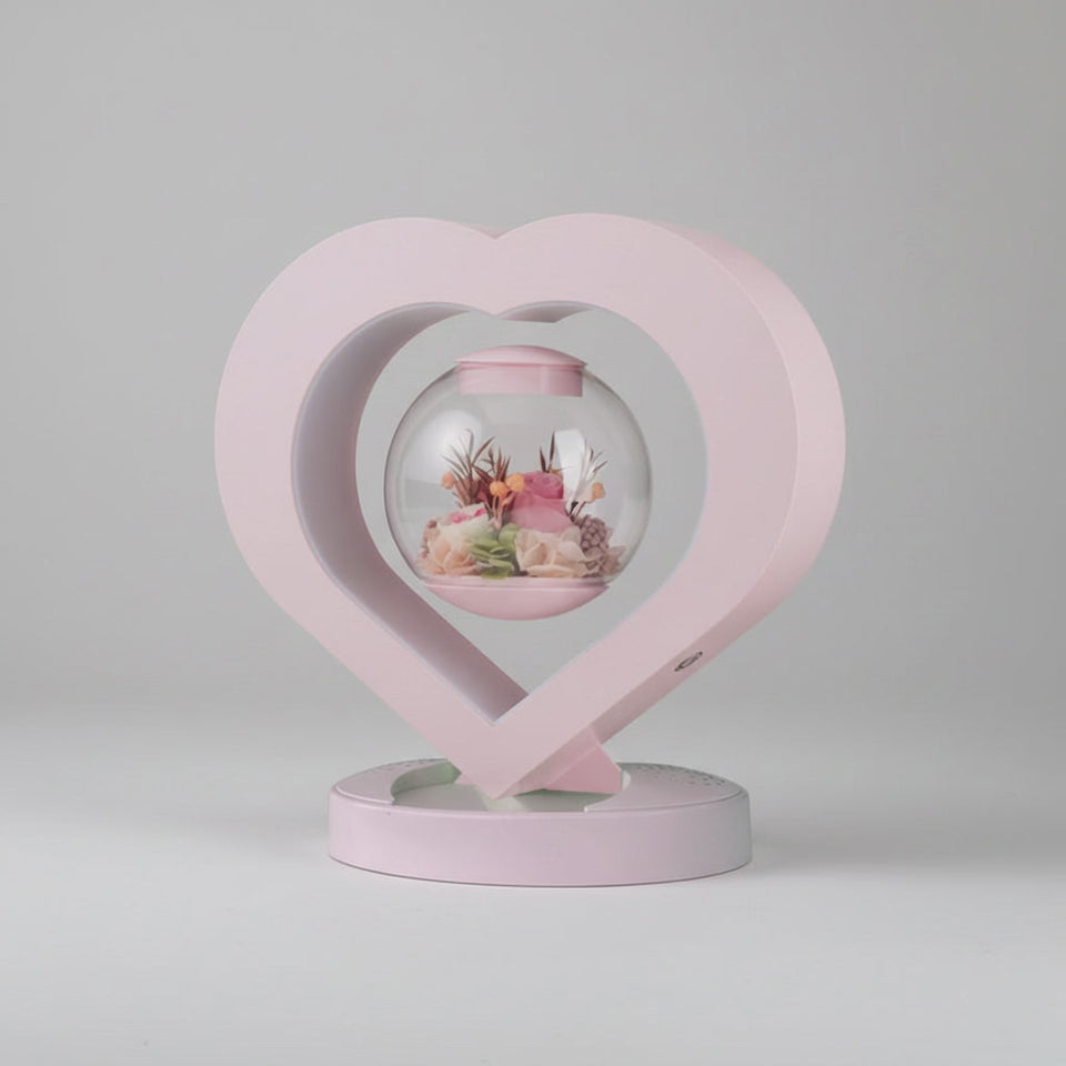 Lampe Cœur Lévitante – rose éternelle dans un globe rotatif avec LEDs et enceinte Bluetooth | Les Roses De Lola-Vidéo